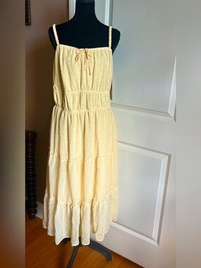 Butter Yellow Tiered Sundress with Spaghetti Straps